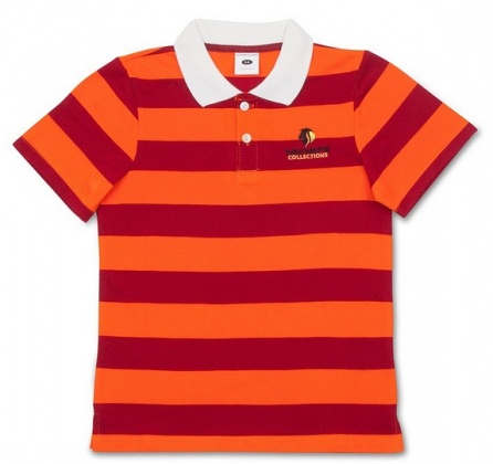 Munachii Kids Wear - BOYS ORANGE and RED S/S RUGBY STYLED STRIPED POLO SHIRT