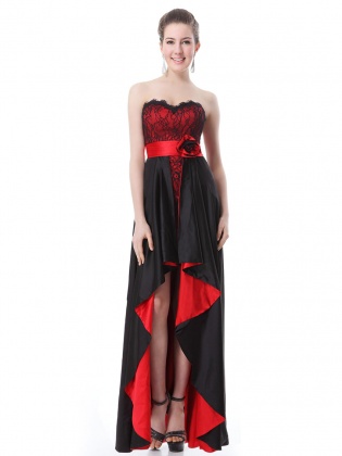Crimson Rose - Strapless Red & Black Cocktail Dress