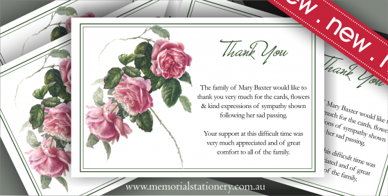 Memorial & Funeral Stationery Australia - Personalized Funeral Sympathy Thank You Cards