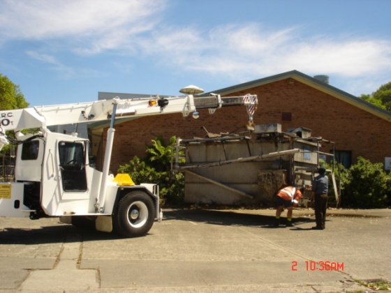 Machinery Transfers & Relocations - Franna crane removing treatment plant